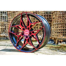 FK鋁圈 17吋 5/112 S893 亮黑底車面 紅色鋁合金輪圈 提升操控性與視覺效果, 1個