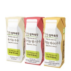 상하 유기농우유 125mLx48팩(흰24+딸기12+바나나12)/, 48팩, 125ml