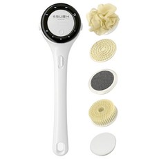 ORUSH 電動沐浴刷 多功能刷頭深層清潔去角質按摩 全身防水三檔調速LED顯示, 時尚白, 1個, 1個裝