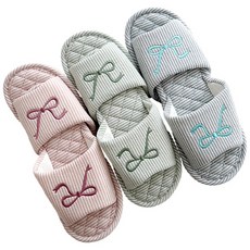 메종드리빙 세탁가능한 3중쿠션 층간소음방지 미끄럼방지 퀼팅 푹신한 거실 면실내화 3켤레세트, 1개, 리본 3P