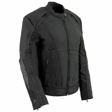 Milwaukee Leather 여성용 텍스타일 클래식 크로스오버 오토바이 라이더 재킷 - 일년 내내 착용 - S - S, XL, Grmpl1954-블랙