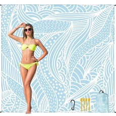 HIHOHO 해변 담요 방수 모래 방지 해변 매트 1-8세 성인용 빠른 건조 내구성 있는 야외 피크닉 매트 해변 축제 여행 캠핑 하이킹용 (그라데이션 P & GN-리플, 6'11" x 6'7", Bl-Ripple