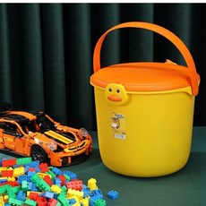 無品牌 可愛收納桶 玩具積木釣魚手提可坐帶蓋兒童儲物箱, 1個, 單個裝 帶蓋收納桶