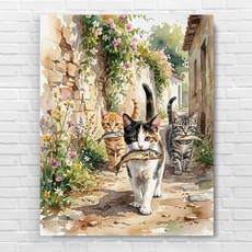 모레아 복을 물고 오는 명태고양이 캔버스액자 액운막이 집들이 개업 선물 인테리어 기분좋아지는 그림, 3. 위풍당당 명태삼냥이