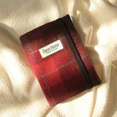 Duos HOME 格子羊毛呢 手帳本布書衣保護套, 1個, 勃艮第紅棕（定頁 內芯隨機發）