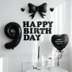 파티몬 생일 풍선 가랜드 리본 파티 용품 숫자 이니셜 세트 소품, 숫자 9 풍선 리본 생일 풀팩
