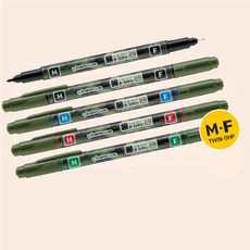 물펜 트윈 4색 1세트 카키모리수성펜 브러쉬펜 쓱템, 1개