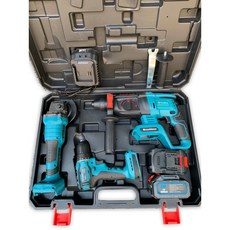 無刷鋰電 衝擊電錘/角磨機/電鑽 21V, 1個, 城邦電動工具三件組 5.0AH雙電_塑盒
