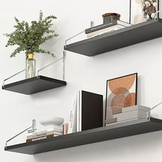 위시월드 무타공 인테리어 무지주 벽선반 3종세트, 블랙