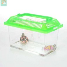 本町萌寵 金魚盒 昆蟲盒 觀察盒 爬蟲水族飼養盒 攜帶式寵物箱 爬蟲飼育箱 手提箱 鬥魚缸, 1個, A款21.5x14.6x13.8 cm