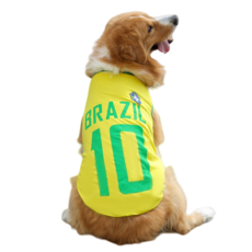 寵物巴西足球衣 狗狗運動服 透氣舒適 時尚潮流, 黃綠色巴西, 1個