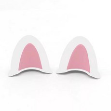 헬멧 고양이귀 장식 하이바 모자 라이더 자전거, 상세페이지 참고, 투톤-화이트/핑크