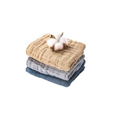 純棉多層紗布毛巾, 杏色/灰色/藍色, 1個