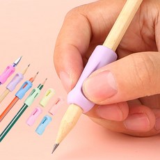 휴보그 펜 그립 홀더 연필 교정기, 1세트, 8색(주황 노랑 초록 하늘 파랑 핑크 연핑크 보라)