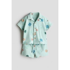 H&M 브랜드관 코튼 저지 2피스 세트 라이트 그린/물고기 1314921010