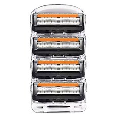 五層刀片刮鬍刀 配件刀片 橘黑 - 五層刀片貼合臉部輪廓，舒適刮鬍體驗, 1套, 4個裝