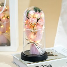 두비모즈 LED 꽃다발 플라워 무드등 기념일 선물 인테리어 소품, 1개, 핑크 장미