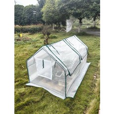 길냥이 쉘터 길고양이 급식소 온실 비닐 원예 천막 보온, 1개, 뾰족 지붕 2칸 창문 120 60x60cm