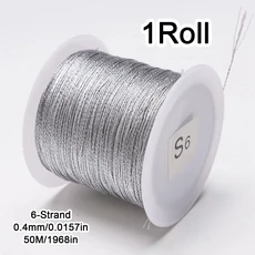 1 롤 금/은색 실 마크라메 코드 로프 팔찌 목걸이 땋은 끈 DIY 보석 만들기 비딩 액세서리용, 12 0.4mm 50m