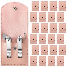 Lasnten 라스텐 24세트 매니큐어 세트 대량 네일 클리퍼 그루밍 키트 스테인리스 스틸 전문 페디큐어 도구 여행 케이스 선물 남녀용 개인용4 in 1 다크 블루, 4 in 1, 핑크, 1개