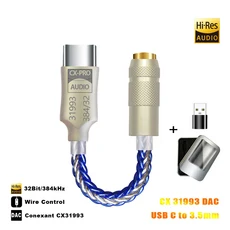 CX31993 DAC C타입-3.5mm 잭 어댑터 하이파이 CB1200AU EQ 토닝 워크 플레이 마우스 테일 오디오 AUX-USB, 02 CX31993 DAC blue