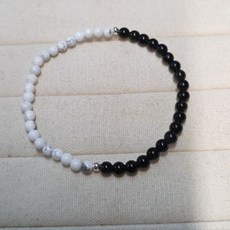 晶寶水晶 白松石黑曜石手鍊 4mm/6mm手珠手環：能量平衡、排除負能量，提升個人魅力