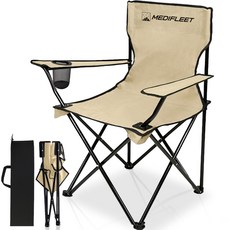 메디플릿 접이식 휴대용 팔걸이 경량 암체어 캠핑 의자, 1개, 베이지