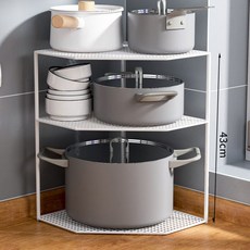 鍋具收納架廚房臺面轉角置物架家用下水槽鍋架櫥柜放鍋分層架子水槽下收納架廚房置物架儲物架廚下收納架廚房收納架廚房層架, 1個, 廚房轉角架 三層 白色42高