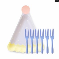 (柚子烘焙食品)生日蛋糕盤叉組(6盤6叉)吐司造型 派對帽 蛋糕盤叉組 獨立包裝 造型蛋糕盤叉組 紙盤 免洗盤 蛋糕紙盤, 1個, 生日派對帽蛋糕盤叉組(6盤6叉)