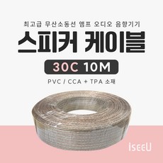 iseeU 스피커 케이블 투명PVC 앰프 오디오 음향기기 연결선 무산소동선, 1개, ISEEU-SPC(30C010M)