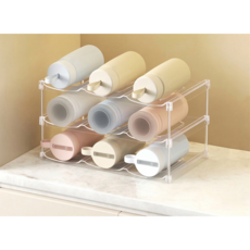 휘경일 대용량 적층식 투명 컵 정리대 3단 선반 3피스, 1개, 투명한