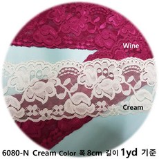 DKLACE-6080-N / 자가드 스판 레이스 폭 8cm 자수 원단 홈패션 리폼 부자재, 1개, Cream