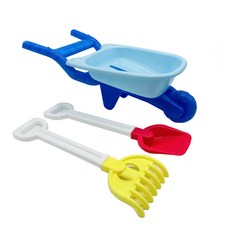 沙灘玩具組，含手推車、鏟子、耙子和灑水壺，兒童戶外玩沙工具, 1套, 400g, Multicolor