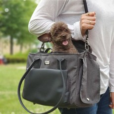 강아지 숄더백 이동 가방 그레이 M 1P 기내 외출 여행 tab+0790ro