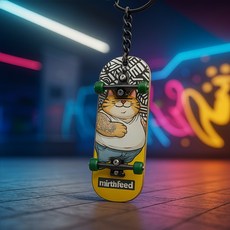 키링 핑거보드 손가락 미니 스케이트 보드, 조폭고양이, 1개