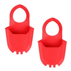 생활드림 실리콘 수세미 걸이 수세미거치대 물빠짐 수세미 홀더 수세미 꽂이, 2개, 레드