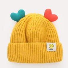 Haengunine 童款愛心鹿角微笑針織毛帽