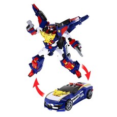 變形機器人警察汽車玩具, 藍, 1個