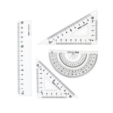 투명 문구 각도기 삼각자 제도용자, 4개, 플라스틱