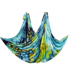 6 米新款空中瑜伽鞦韆吊床面料反重力梯形絲綢用於柔韌性和倒立治療鍛煉健身器材, 翡翠花