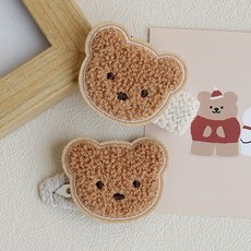 아기 곰돌이 머리핀 뽀글이 털 똑딱핀 집게