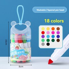 어린이를 위한 세척 가능한 마커 24색 마커 세트 소년 소녀용 색칠 대량 학교 교실 용품, 18 Colors, 1개