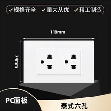 妃雪森 118型美標 USB充電插座面板 Type-C充電口, 1個, 白色PC泰式六孔