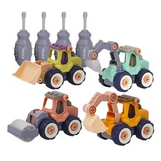 남아 자동차 조립놀이 드라이버 미니카 4종 유아집콕놀이 집중력 유아퍼즐교구 집콕, 1세트, 혼합색상