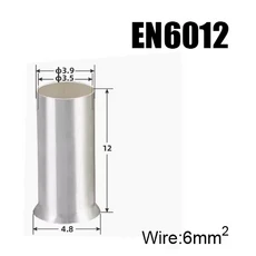 EN 구리 전선 비절연 베어 슬리브 관형 크림프 커넥터 튜브 코드 페룰 케이블 러그 압착 단자, 03 100Pieces EN6012, 01 Copper, 1개