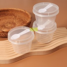 酸奶杯一次性冰淇淋杯230ml帶蓋帶勺耐高溫雙皮奶布丁慕斯塑料盒, 1個, 胖胖杯,50套