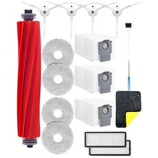 Yivy로보락 Q Revo Pro/Q Revo Max V/Q Revo Plus 로봇 브러쉬 필터 물걸레 먼지 봉투 호환용 소모품 세트, 로보락-17set, 1개