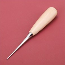 튼튼한 원목 손잡이 가죽 공예 송곳 DIY 홀 펀치 도구, 우드, 1개