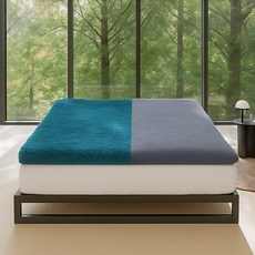 미니멀룸 고밀도 극세사 사계절 웜포레스트 양면 토퍼, 블루그린_Q, 스탠다드