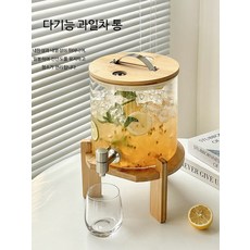 유리 음료 디스펜서 대용량 주스 과일차 카페용 물통, 1개, 5L, 과일주스통 5L 받침대 호스